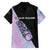 Bowling Strike Graphic Family Matching Off Shoulder Short Dress and Hawaiian Shirt Custom Flaming Ball and Pastel Gradient Swirl Pattern Design - Wonder Print Shop