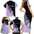 Bowling Strike Graphic Family Matching Short Sleeve Bodycon Dress and Hawaiian Shirt Custom Flaming Ball and Pastel Gradient Swirl Pattern Design - Wonder Print Shop