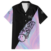 Bowling Strike Graphic Family Matching Short Sleeve Bodycon Dress and Hawaiian Shirt Custom Flaming Ball and Pastel Gradient Swirl Pattern Design - Wonder Print Shop