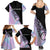 Bowling Strike Graphic Family Matching Summer Maxi Dress and Hawaiian Shirt Custom Flaming Ball and Pastel Gradient Swirl Pattern Design - Wonder Print Shop