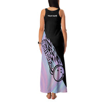 Bowling Strike Graphic Family Matching Tank Maxi Dress and Hawaiian Shirt Custom Flaming Ball and Pastel Gradient Swirl Pattern Design - Wonder Print Shop
