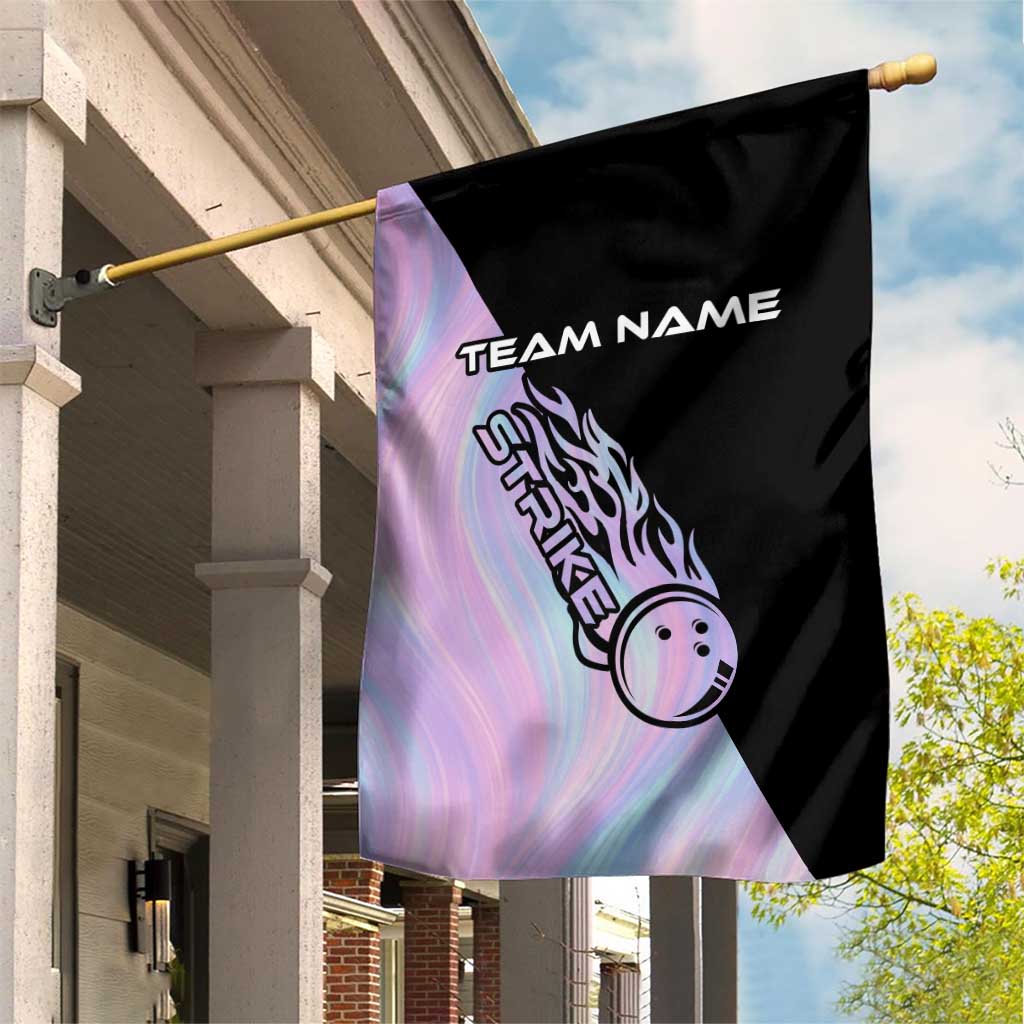Bowling Strike Graphic Garden Flag Custom Flaming Ball and Pastel Gradient Swirl Pattern Design - Wonder Print Shop