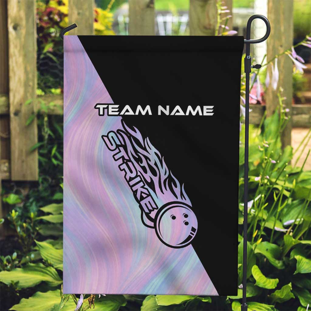 Bowling Strike Graphic Garden Flag Custom Flaming Ball and Pastel Gradient Swirl Pattern Design - Wonder Print Shop