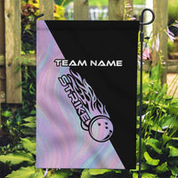 Bowling Strike Graphic Garden Flag Custom Flaming Ball and Pastel Gradient Swirl Pattern Design - Wonder Print Shop