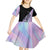Bowling Strike Graphic Kid Short Sleeve Dress Custom Flaming Ball and Pastel Gradient Swirl Pattern Design - Wonder Print Shop