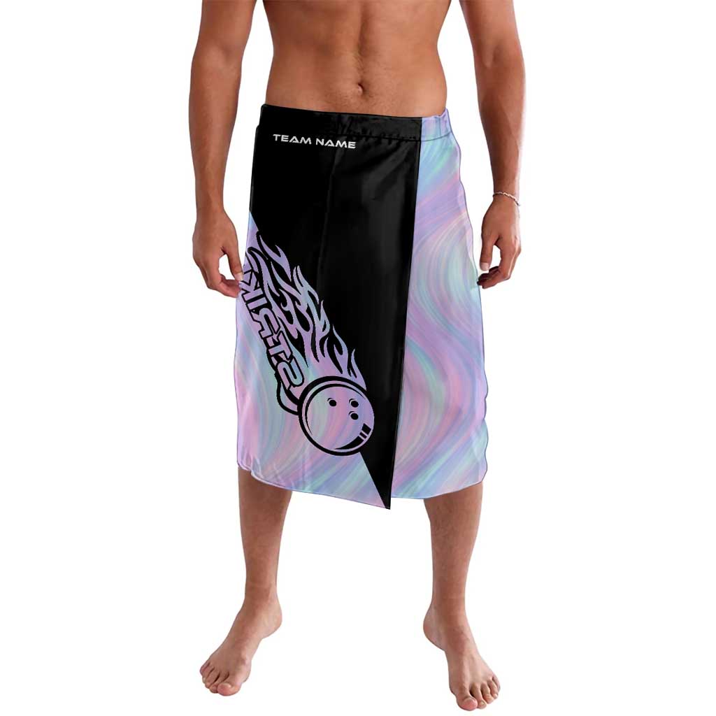 Bowling Strike Graphic Lavalava Custom Flaming Ball and Pastel Gradient Swirl Pattern Design - Wonder Print Shop