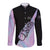 Bowling Strike Graphic Long Sleeve Button Shirt Custom Flaming Ball and Pastel Gradient Swirl Pattern Design - Wonder Print Shop