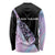 Bowling Strike Graphic Long Sleeve Shirt Custom Flaming Ball and Pastel Gradient Swirl Pattern Design - Wonder Print Shop