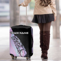 Bowling Strike Graphic Luggage Cover Custom Flaming Ball and Pastel Gradient Swirl Pattern Design - Wonder Print Shop