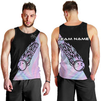 Bowling Strike Graphic Men Tank Top Custom Flaming Ball and Pastel Gradient Swirl Pattern Design - Wonder Print Shop