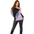 Bowling Strike Graphic Off Shoulder Sweater Custom Flaming Ball and Pastel Gradient Swirl Pattern Design - Wonder Print Shop