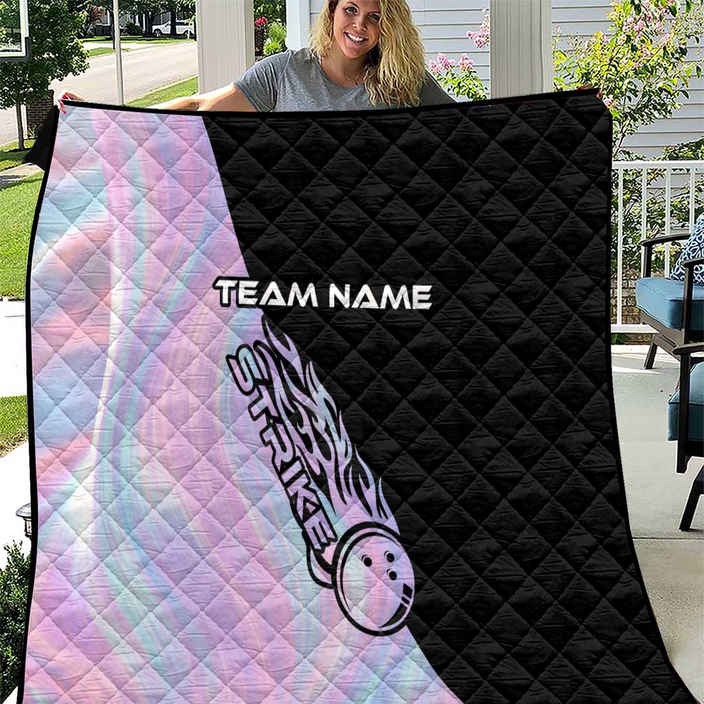 Bowling Strike Graphic Quilt Custom Flaming Ball and Pastel Gradient Swirl Pattern Design - Wonder Print Shop