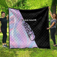 Bowling Strike Graphic Quilt Custom Flaming Ball and Pastel Gradient Swirl Pattern Design - Wonder Print Shop