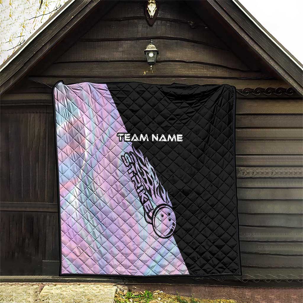 Bowling Strike Graphic Quilt Custom Flaming Ball and Pastel Gradient Swirl Pattern Design - Wonder Print Shop