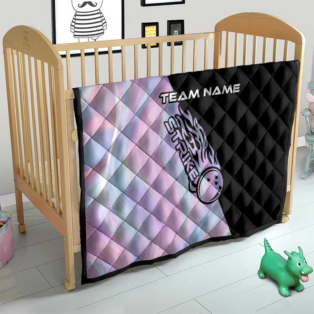 Bowling Strike Graphic Quilt Custom Flaming Ball and Pastel Gradient Swirl Pattern Design - Wonder Print Shop