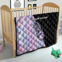 Bowling Strike Graphic Quilt Custom Flaming Ball and Pastel Gradient Swirl Pattern Design - Wonder Print Shop