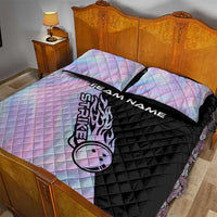 Bowling Strike Graphic Quilt Bed Set Custom Flaming Ball and Pastel Gradient Swirl Pattern Design - Wonder Print Shop