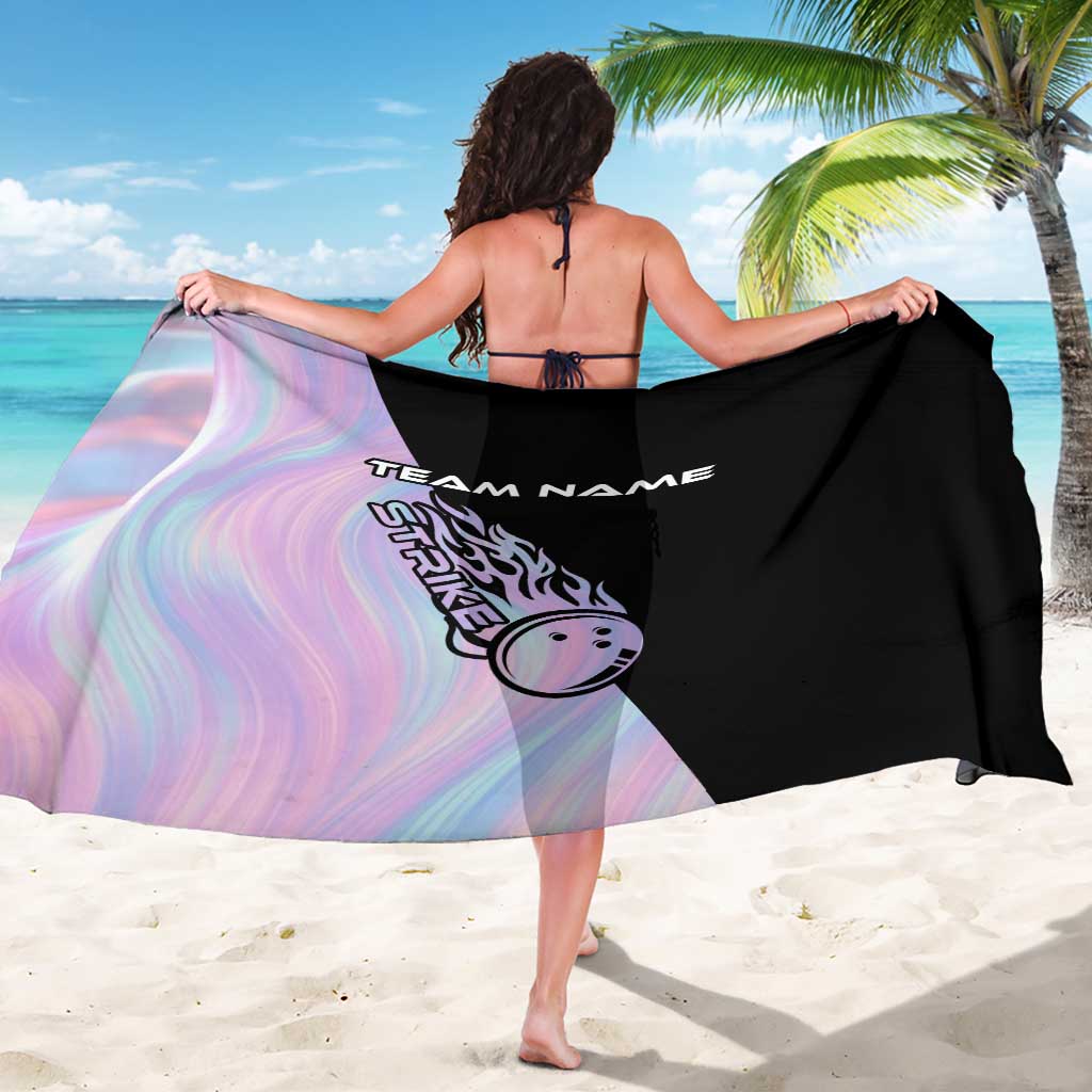 Bowling Strike Graphic Sarong Custom Flaming Ball and Pastel Gradient Swirl Pattern Design - Wonder Print Shop