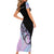 Bowling Strike Graphic Short Sleeve Bodycon Dress Custom Flaming Ball and Pastel Gradient Swirl Pattern Design - Wonder Print Shop
