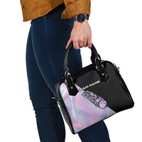 Bowling Strike Graphic Shoulder Handbag Custom Flaming Ball and Pastel Gradient Swirl Pattern Design - Wonder Print Shop