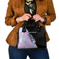 Bowling Strike Graphic Shoulder Handbag Custom Flaming Ball and Pastel Gradient Swirl Pattern Design - Wonder Print Shop