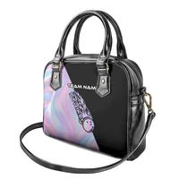 Bowling Strike Graphic Shoulder Handbag Custom Flaming Ball and Pastel Gradient Swirl Pattern Design - Wonder Print Shop
