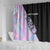 Bowling Strike Graphic Shower Curtain Custom Flaming Ball and Pastel Gradient Swirl Pattern Design - Wonder Print Shop