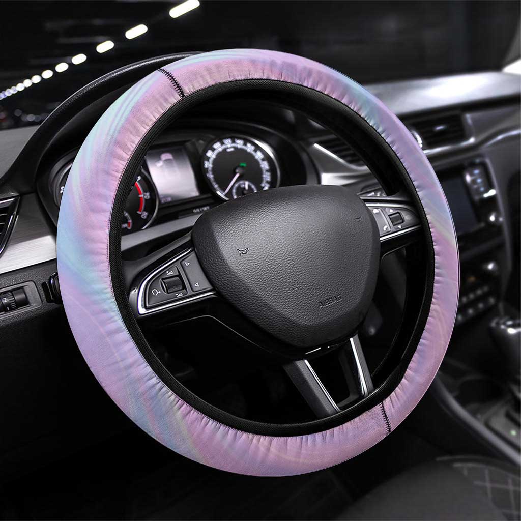Bowling Strike Graphic Steering Wheel Cover Flaming Ball and Pastel Gradient Swirl Pattern Design - Wonder Print Shop