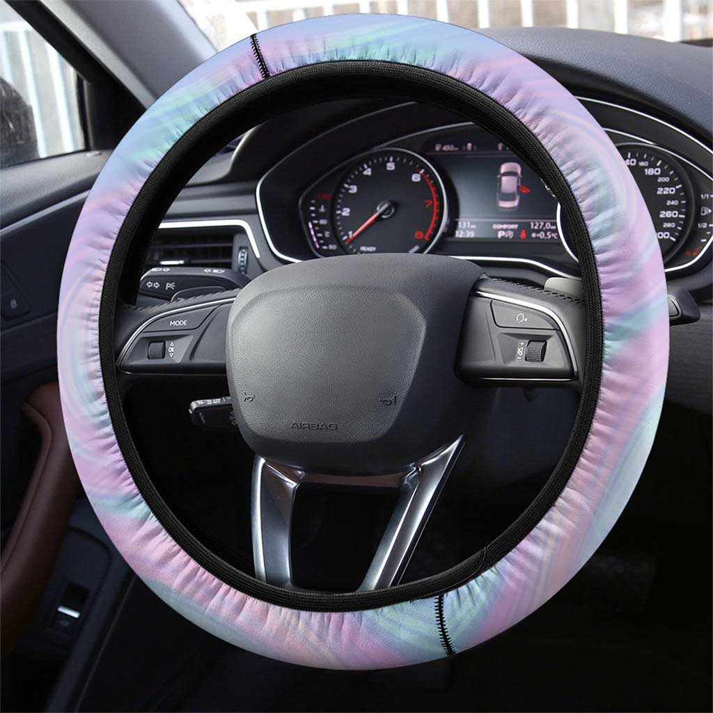 Bowling Strike Graphic Steering Wheel Cover Flaming Ball and Pastel Gradient Swirl Pattern Design - Wonder Print Shop