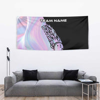Bowling Strike Graphic Tapestry Custom Flaming Ball and Pastel Gradient Swirl Pattern Design - Wonder Print Shop