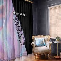 Bowling Strike Graphic Window Curtain Custom Flaming Ball and Pastel Gradient Swirl Pattern Design - Wonder Print Shop