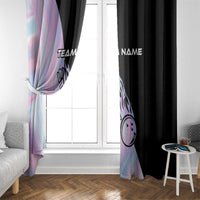 Bowling Strike Graphic Window Curtain Custom Flaming Ball and Pastel Gradient Swirl Pattern Design - Wonder Print Shop