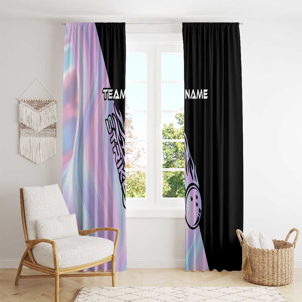 Bowling Strike Graphic Window Curtain Custom Flaming Ball and Pastel Gradient Swirl Pattern Design - Wonder Print Shop
