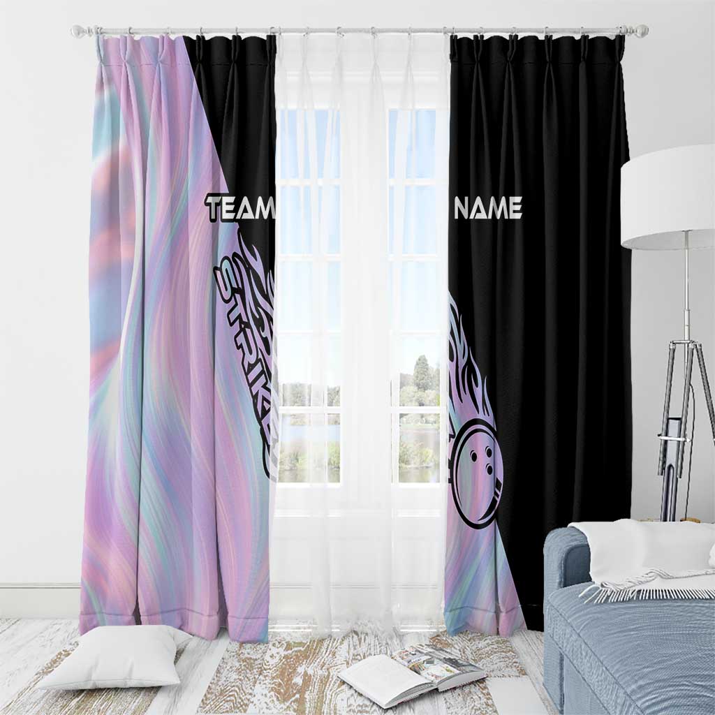 Bowling Strike Graphic Window Curtain Custom Flaming Ball and Pastel Gradient Swirl Pattern Design - Wonder Print Shop