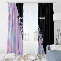 Bowling Strike Graphic Window Curtain Custom Flaming Ball and Pastel Gradient Swirl Pattern Design - Wonder Print Shop