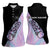Bowling Strike Graphic Women Sleeveless Polo Shirt Custom Flaming Ball and Pastel Gradient Swirl Pattern Design - Wonder Print Shop