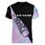 Bowling Strike Graphic Women V-Neck T-Shirt Custom Flaming Ball and Pastel Gradient Swirl Pattern Design - Wonder Print Shop
