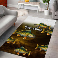 Walleye Fishing Yellow Scales Customize Name Area Rug Dark Gradient Water Background - Wonder Print Shop