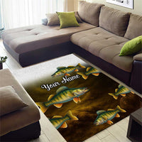 Walleye Fishing Yellow Scales Customize Name Area Rug Dark Gradient Water Background - Wonder Print Shop