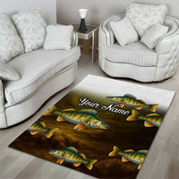 Walleye Fishing Yellow Scales Customize Name Area Rug Dark Gradient Water Background - Wonder Print Shop