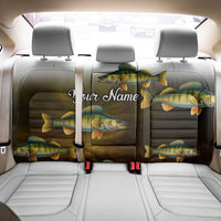 Walleye Fishing Yellow Scales Customize Name Back Car Seat Cover Dark Gradient Water Background - Wonder Print Shop