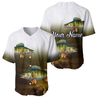 Walleye Fishing Yellow Scales Customize Name Baseball Jersey Dark Gradient Water Background - Wonder Print Shop
