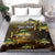 Walleye Fishing Yellow Scales Customize Name Bedding Set Dark Gradient Water Background - Wonder Print Shop
