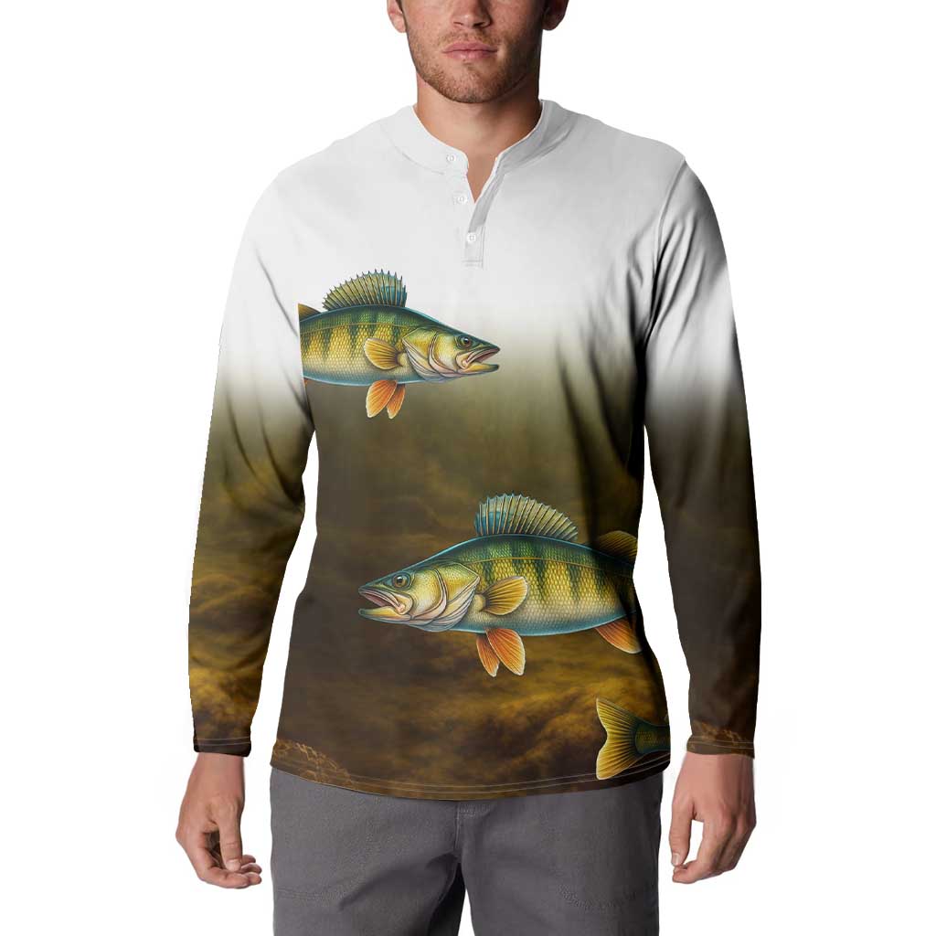 Walleye Fishing Yellow Scales Customize Name Button Sweatshirt Dark Gradient Water Background - Wonder Print Shop