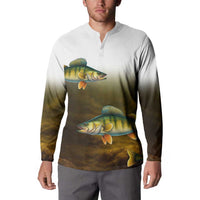 Walleye Fishing Yellow Scales Customize Name Button Sweatshirt Dark Gradient Water Background - Wonder Print Shop