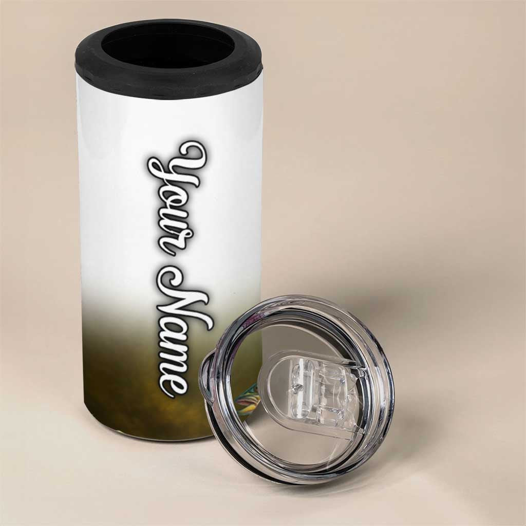 Walleye Fishing Yellow Scales Customize Name 4 in 1 Can Cooler Tumbler Dark Gradient Water Background - Wonder Print Shop