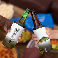 Walleye Fishing Yellow Scales Customize Name 4 in 1 Can Cooler Tumbler Dark Gradient Water Background - Wonder Print Shop