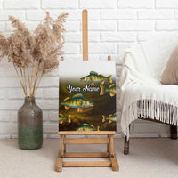 Walleye Fishing Yellow Scales Customize Name Canvas Wall Art Dark Gradient Water Background - Wonder Print Shop