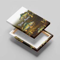 Walleye Fishing Yellow Scales Customize Name Canvas Wall Art Dark Gradient Water Background - Wonder Print Shop