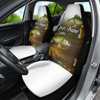 Walleye Fishing Yellow Scales Customize Name Car Seat Cover Dark Gradient Water Background - Wonder Print Shop